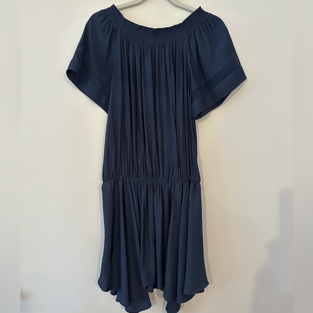 Ramy Brook Navy Blue Off-Shoulder Mini Dress